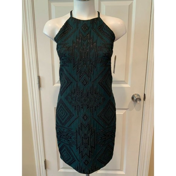 Parker Juniper Green Jaden Sheath Dress W/ Black Geometric Pattern, Size M, NWT! - Picture 1 of 8